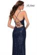 Picture of: Elegant Long Sequin Dress with V Neckline in Navy, Style 29657, Back Picture