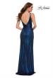 Picture of: Gorgeous Metallic Jersey Gown with Ruffle Detail in Navy, Style 29759, Back Picture