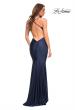 Picture of: Gorgeous Lace and Jersey Jewel Tone Prom Dress in Navy, Back Picture