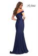 Picture of: Chic Off the Shoulder Evening Dress with Ruching in Navy, Back Picture