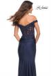 Picture of: Illusion Lace Top with Jersey Long Gown in Navy, Back Picture
