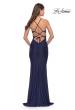 Picture of: Cut Out Long Soft Jersey Dress with Criss Cross Bodice in Navy, Style: 31360, Back Picture