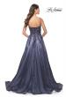 Picture of: Two Tone A-Line Tulle Gown with Ruching and Sequin Lace Detail in Navy, Style: 32185, Back Picture