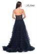 Picture of: A-Line Ruffle Tulle Prom Dress with Sweetheart Top in Navy, Style: 32283, Back Picture