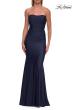 Picture of: Strapless Fitted Jersey Evening Gown with Ruching in Navy, Style: 33403, Detail Picture 18