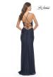 Picture of: Long Prom Dress in Luxurious Jersey with Slit in Navy, Style: 30466, Detail Picture 25