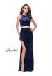 Picture of: Crush Velvet Two Piece Prom Dress with Slit in Navy, Style: 25431, Detail Picture 1