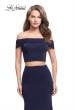 Picture of: Form Fitting Off the Shoulder Jersey Mermaid Dress in Navy, Style: 25578, Detail Picture 1