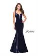 Picture of: Form Fitting Mermaid Prom Dress with Side Cut Outs in Navy, Style: 25813, Detail Picture 1
