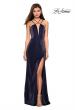 Picture of: Long Prom Dress with High Neckline and Cut Outs in Navy, Style: 26963, Detail Picture 1