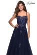 Picture of: Floor Length Tulle Ball Gown with Lace Accents In Navy, Style: 27441, Detail Picture 1