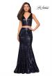 Picture of: Fully sequin Two Piece Floor Length Prom Gown in Navy, Style: 27590, Detail Picture 1