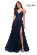 Picture of: A Line Tulle Prom Dress with Sheer Bodice in Navy, Style 29076, Detail Picture 1