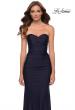 Picture of: Strapless Jersey Dress with Ruching and Full Back in Navy, Style 29851, Detail Picture 1
