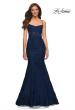 Picture of: Mermaid Lace Gown with Sheer Bodice and Open Back in Blue, Style: 30467, Detail Picture 1