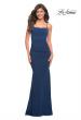 Picture of: Ruched Net Jersey Gown with Square Neckline in Blue, Style: 30493, Detail Picture 1