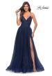 Picture of: Rhinestone Tulle Ballgown with Slit and Lace Up Back, Style: 30536, Detail Picture 1