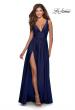 Picture of: Empire Waist Gown with Deep V Neckline in Navy, Style: 30641, Detail Picture 1