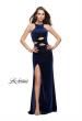 Picture of: Long Velvet Prom Dress with Beading and Open Back in Navy, Style: 25407, Detail Picture 2