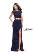 Picture of: Two Piece Wrap Jersey Prom Dress with Short Sleeves in Navy, Style: 25815, Detail Picture 2