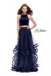 Picture of: Two Piece Tulle Gown with Velvet High Neck Top in Navy, Style: 25817, Detail Picture 2