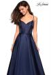 Picture of: Elegant Long Ball Gown with Empire Waist and V Back in Navy, Style: 27447, Detail Picture 2