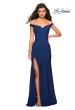 Picture of: Elegant Off the Shoulder Dress with Side Leg Slit in Navy, Style: 27587, Detail Picture 2