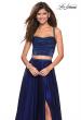 Picture of: Two PIece Satin Prom Dress with Rhinestone Top in Navy, Style: 27607, Detail Picture 2