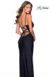 Picture of: Ruched Jersey Prom Dress with Tie Up Back in Navy, Style: 28421, Detail Picture 2