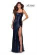 Picture of: Sequin Prom Dress with Criss Cross Open Back in Navy, Style: 28514, Detail Picture 2