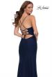 Picture of: Net Jersey Prom Dress with Ruching Across Front in Navy, Style 29736, Detail Picture 2