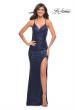 Picture of: Long Stretch Sequin Dress in Jewel Tones with Open Back in Blue, Style: 30287, Detail Picture 2