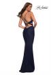 Picture of: Cut Out Prom Dress with Ruching and Open Back in Navy, Detail Picture 2