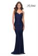 Picture of: Criss Cross Ruched Bodice Elegant Jersey Dress in Navy, Style: 31122, Detail Picture 2