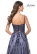Picture of: Two Tone A-Line Tulle Gown with Ruching and Sequin Lace Detail in Navy, Style: 32185, Detail Picture 2