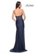 Picture of: Rhinestone Embellished Gown with Ruched Skirt in Navy, Style: 32316, Detail Picture 2