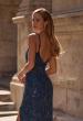Picture of: Beautifully Beaded Long Evening Dress with V Neckline in Navy , Style 32928, Detail Picture 2