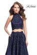 Picture of: Long Lace A-line Two Piece Prom Dress with Cut Outs in Navy, Style: 26103, Detail Picture 3