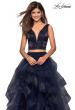 Picture of: Two Piece Metallic Tulle Dress with Rhinestone Bust in Navy, Style: 27445, Detail Picture 3