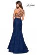 Picture of: Two Piece Stretch Lace Prom Dress with Strappy Back in Navy, Style: 27452, Detail Picture 3