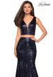Picture of: Fully sequin Two Piece Floor Length Prom Gown in Navy, Style: 27590, Detail Picture 3