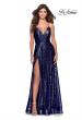 Picture of: Sequin A-line Prom Dress with Slit and Pockets in Navy, Style: 28276, Detail Picture 3