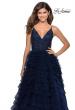 Picture of: Layered Tulle Prom Dress with Sheer Rhinestone Top in Navy, Style: 28788, Detail Picture 3