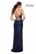 Picture of: Elegant Long Sequin Dress with V Neckline in Navy, Style 29657, Detail Picture 3
