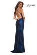 Picture of: Metallic Jersey Gown with Stunning Open Back in Blue, Style: 30500, Detail Picture 3