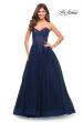 Picture of: Tulle and Lace Ballgown with High Slit and Pockets in Navy, Style: 30592, Detail Picture 3