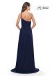Picture of: Chic One Shoulder Long Jersey Gown with Defined Waist in Navy, Style: 31170, Detail Picture 3