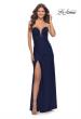 Picture of: Long Dress with Jersey Skirt and Lace Illusion Bodice in Navy, Style: 31182, Style: 31182