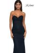 Picture of: Chic Metallic Net Jersey Dress with Flattering Ruching and Sweetheart Top in Navy , Style: 33007, Detail Picture 3