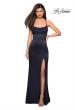 Picture of: Fitted Jersey Dress with Banded Waist and Beads in Navy, Style: 27274, Detail Picture 4